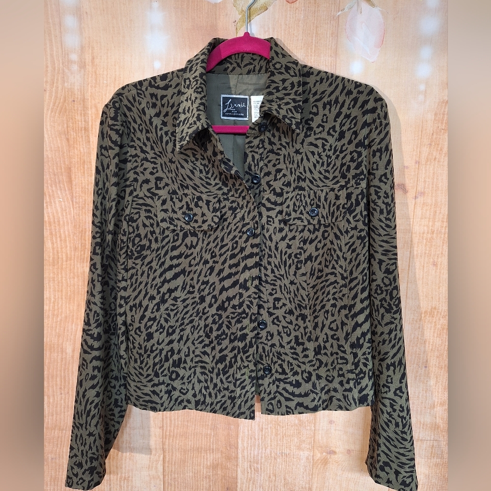 Nina Leonard Brown and Black Notched Collar Blazer